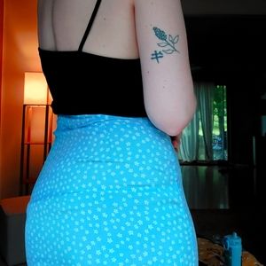 Blue Floral Midi Skirt